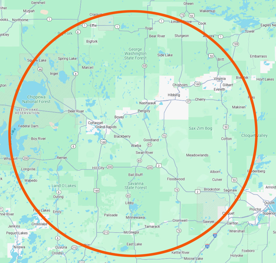 Arctic Heating & Cooling proudly serves the Minnesota communities of Grand Rapids, Hibbing, Virginia, Mountain Iron, Chisholm, Buhl, Eveleth, Gilbert, Biwabik, Aurora, Hoyt Lakes, Embarrass, Tower, Angora, Britt, Nashwauk, Keewatin, Marble, Taconite, Bovey, Coleraine, Cohasset, Effie, Bigfork, Marcell, Talmoon, Squaw Lake, Deer River, Ball Club, Bena, Remer, Floodwood, Swan River, Warba, Blackberry, LaPrairie, Hill City, Jacobson, McGregor and Aitkin.